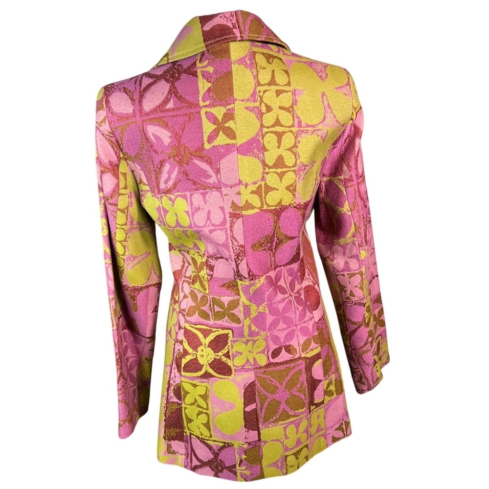 Vintage Y2K Psychedelic Floral Blazer‎ 90s Mod Retro Pink Green Statement Jacket - Picture 3 of 12